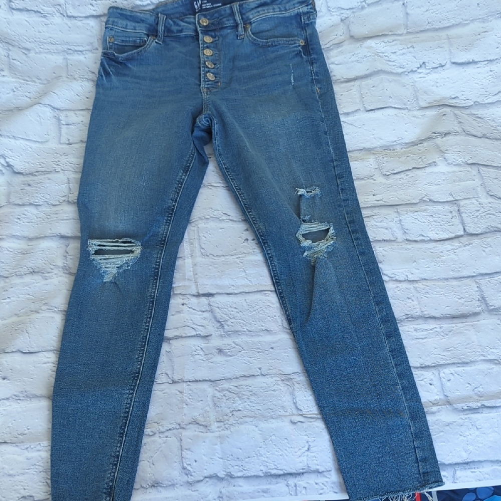 GAP High Rise Distressed Blue Jeans Size 8/29